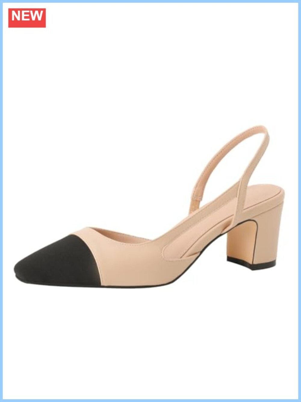 Sling Back Pumps Chunky Heels Round Toe Casual Wedding Shoes